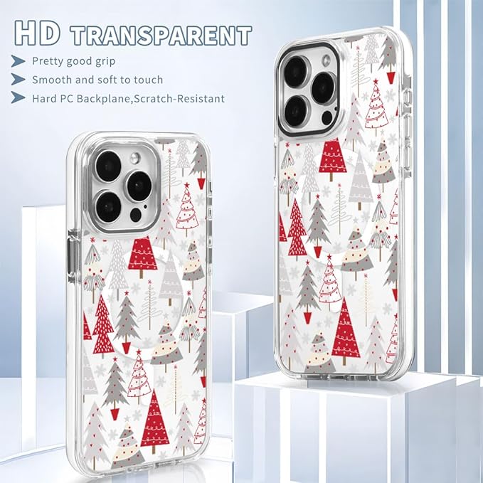 DAIZAG Case for iPhone 15 Pro Max, [Compatible with MagSafe],Phone Case for Women Girls Magnetic Clear Cover,Christmas Tree Snowflake