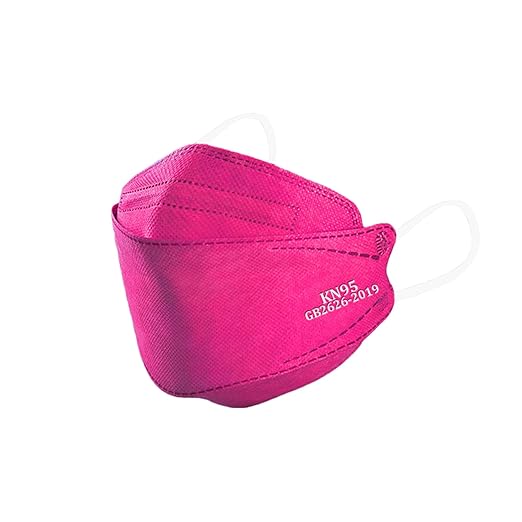 akgk KN95 Face Masks 50 Pack, 5-Ply Disposable Hot Pink Face Mask Against PM 2.5 Smoke and Dust