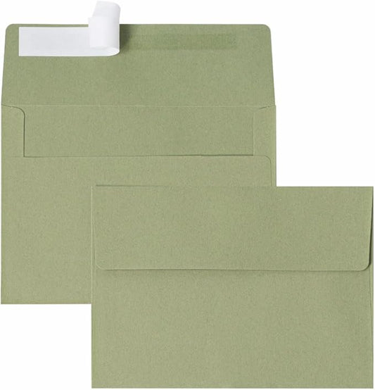 Keketer A7 Sage Green 5x7 Printable Envelopes 50 Pack Self - Seal, for 5x7 Cards, Weddings, Invitations, Baby Shower 5.25 x 7.25 Inches