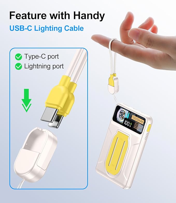 Magnetic Power Bank 10000mAh,Foldable Wireless Portable Charger with Fan Active Cooling System,Fast Charging Battery Pack,Compatible with iPhone 16/15/14/13/12 Pro/Pro Max/Plus/Mini