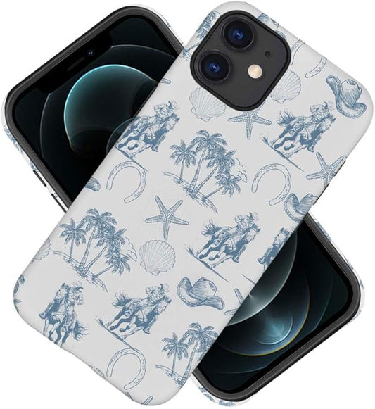 DAIZAG Case Compatible with for iPhone 11,Vintage Cowboy Horses Seashell Starfish Phone Case for iPhone 11 for Girl Women Boy Men