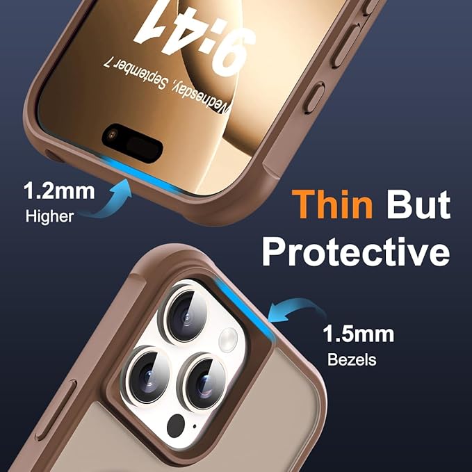 Compatible with iPhone 16 Pro Case with Invisible Magnetic O-Ring Stand Military-Grade Translucent Case for iPhone 16 Pro 6.3" [Compatible with Mag-Safe][Great Grip Feeling],Desert Brown