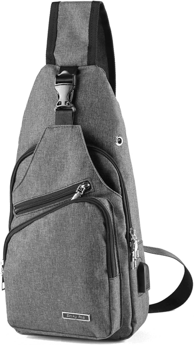 Seoky Rop Men Women Sling Backpack Anti Theft Crossbody Shoulder Chest Bag with USB Charging Port