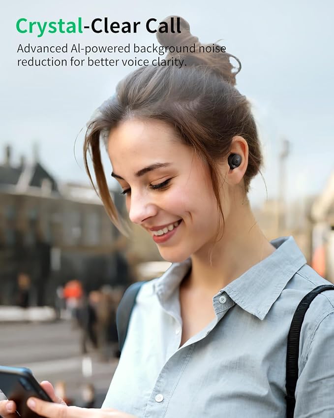 Wireless Earbuds Bluetooth 5.4 in Ear, Environmental Clear Calls Earbuds with Built-in Microphones for iPhone, Android, 40 Hours Playtime with Charging Case for Sports