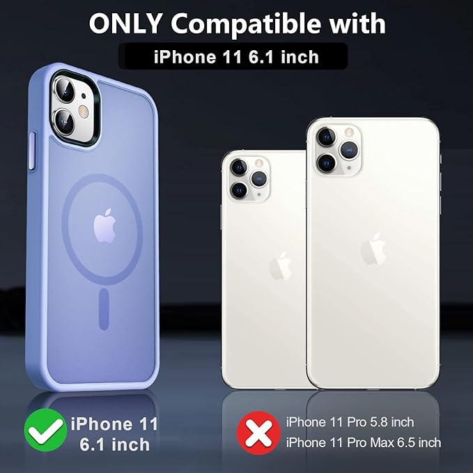 MOCCA Strong Magnetic for iPhone 11 Phone Case,[Compatible with Magsafe][Glass Screen Protector+Camera Lens Protector] Slim Thin Shockproof Cover Case for iPhone 11 6.1 inch, Blue