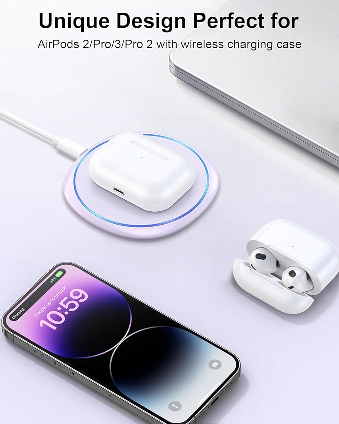 Wireless Charging Pad - NANAMI Wireless Charging Pad Compatible with iPhone 17/17 Air/17 Pro/17 Pro Max/16/15/14/13,Qi Charger for Samsung Galaxy S25/S24/S23/S22/S21, Desk Phone Charger for AirPods 2