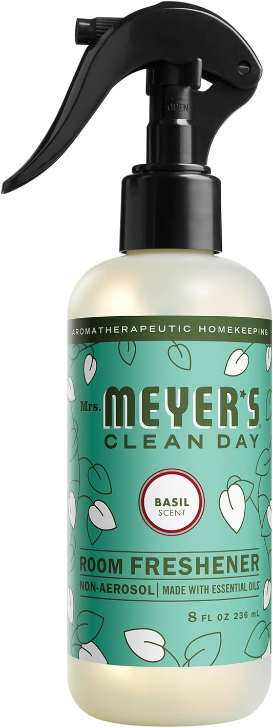 MRS. MEYER'S CLEAN DAY Room and Air Freshener Spray, Non-Aerosol Spray Bottle Infused with Essential Oils, Basil, 8 fl. oz