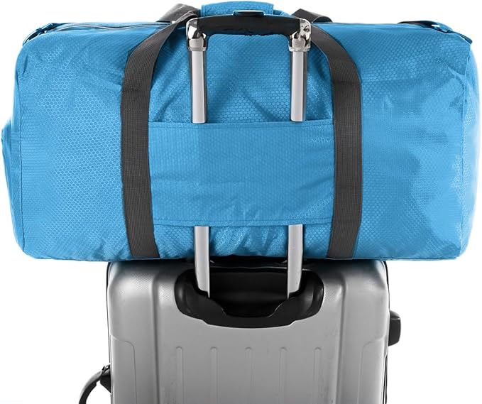 Dimayar Travel Duffle Bag for Men Women - Foldable Duffel Bag with Shoes Compartment - Overnight Bags Waterproof & Tear Resistant(40L,Light Blue)