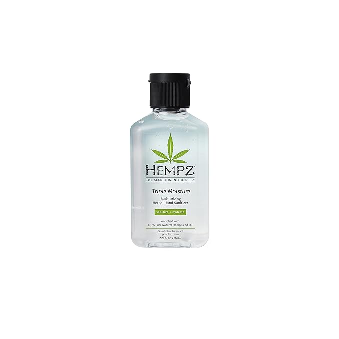 Hempz Triple Moisture Herbal Moisturizing Hand Sanitizer, 2.25 oz. - Scented Antibacterial Gel for Hands - Kills 99% of Germs, Grapefruit Fragranced Antiseptic with Skin Hydration
