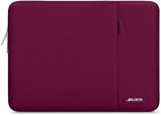 MOSISO Laptop Case 12.3 inch, 11.6-12.3 inch Laptop Sleeve Compatible with MacBook Air 11.6, Acer HP Dell Lenovo Samsung, Surface Pro, Polyester Vertical Computer Sleeve Bag with Pocket, Wine Red