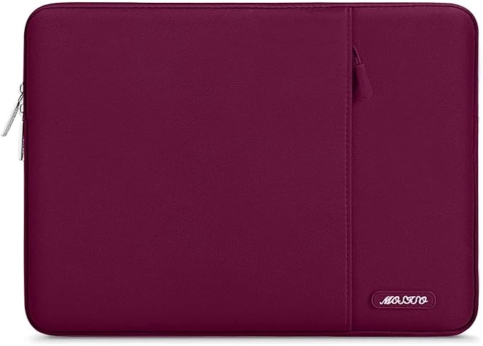 MOSISO Laptop Case 15 inch, 15 inch Laptop Sleeve Compatible with MacBook Air 15 M4 A3241 M3 A3114 M2 A2941 2025 2024 2023,Dell XPS 15,Polyester Vertical Computer Sleeve Bag with Pocket, Wine Red