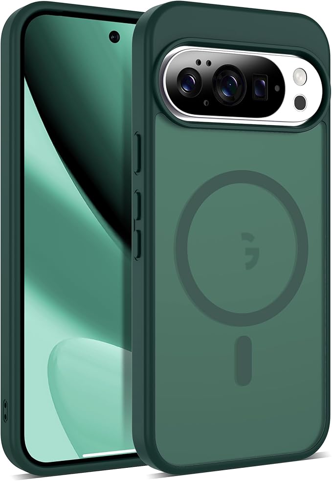 Compatible with Google Pixel 10 Case & Google Pixel 10 Pro Case with Magnetic [Compatible with Mag-Safe] Slim Translucent Matte Phone Cases with Anti-Fingerprint Tech, Green