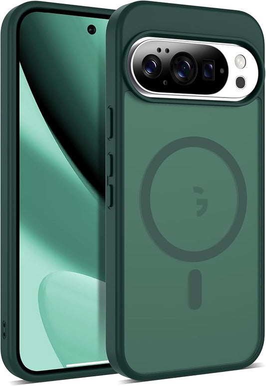 Compatible with Google Pixel 10 Case & Google Pixel 10 Pro Case with Magnetic [Compatible with Mag-Safe] Slim Translucent Matte Phone Cases with Anti-Fingerprint Tech, Green