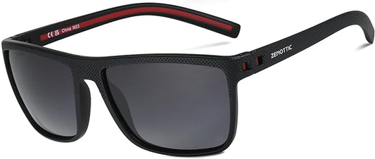 ZENOTTIC Polarized Sunglasses for Men Lightweight TR90 Frame UV400 Protection Square Sun Glasses