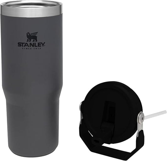 STANLEY IceFlow Stainless Steel Tumbler - Vacuum Insulated Water Bottle for Home, Office or Car Reusable Cup with Straw Leak Resistant Flip Cold for 12 Hours or Iced for 2 Days, Charcoal, 30OZ