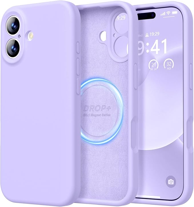 LOVE 3000 Designed for iPhone 17 Case, Premium Silicone [Compatible with Magsafe][Soft Anti-Scratch Microfiber Lining] Shockproof Protective Phone Case for Men Women 6.3", Light Purple