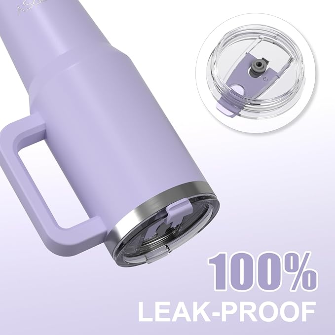 30 oz Tumbler with Handle,Tumbler with Lid and Straw,Double Wall Insulated Cup Stainless Steel Travel Mug(Cold for 34 Hours),Water Bottle for Iced Tea,Coffee,Cold Beverages(Purple)
