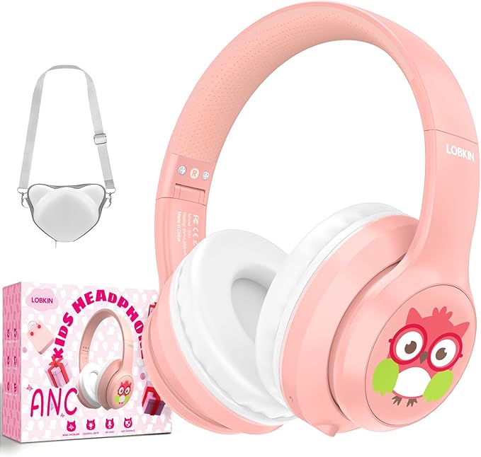 LOBKIN Active Noise Cancelling Headphones for Kids,Kids Headphones ANC Bluetooth 5.4 Wireless with Mic 50H Playtime Safe Volume Limited Foldable for Boy Girl Travel/School/iPad(Without LED Light)