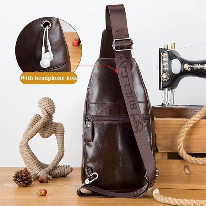 KPYWZER Vintage Leather Sling Bag Backpack for Men Crossbody Shoulder Chest Day Pack Backpacks