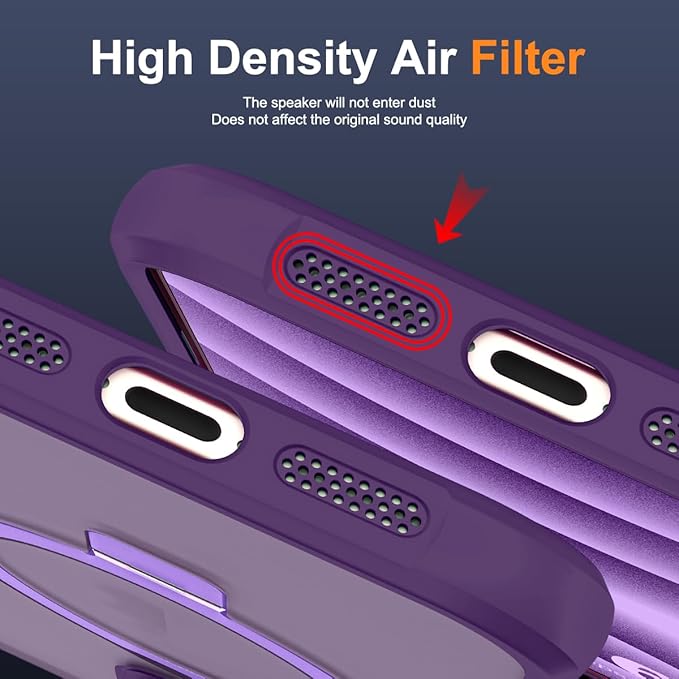 Compatible with iPhone 16 Pro Max Case with Invisible Magnetic O-Ring Stand Military-Grade Translucent Case for iPhone 16 ProMax 6.9" [Compatible with Mag-Safe][Great Grip Feeling], Purple