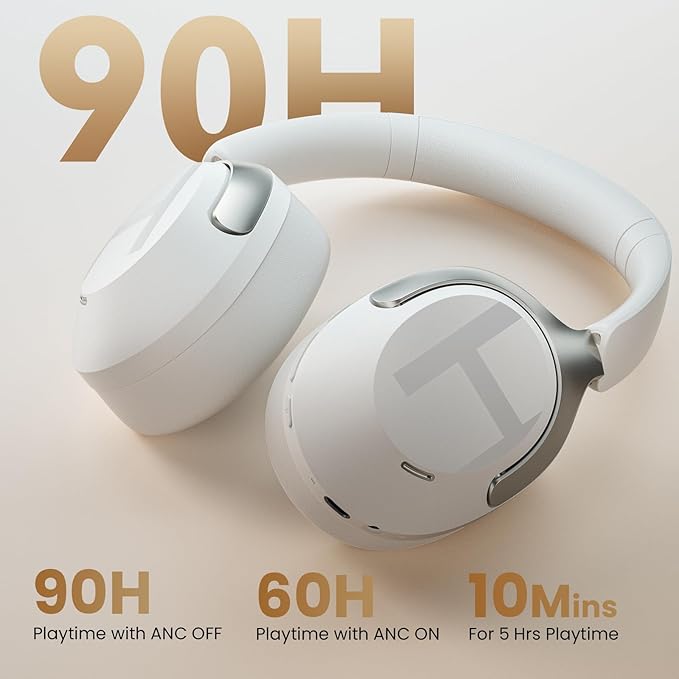 HAYLOU S40 Noise Cancelling Headphones Over Ear, 50dB Hybrid ANC with Multiple Modes, LDAC Hi-Res Wireless Audio, 90H Playtime, Custom EQ via App, Bluetooth 6.0 Multipoint Connect, 5 HD Mics Call