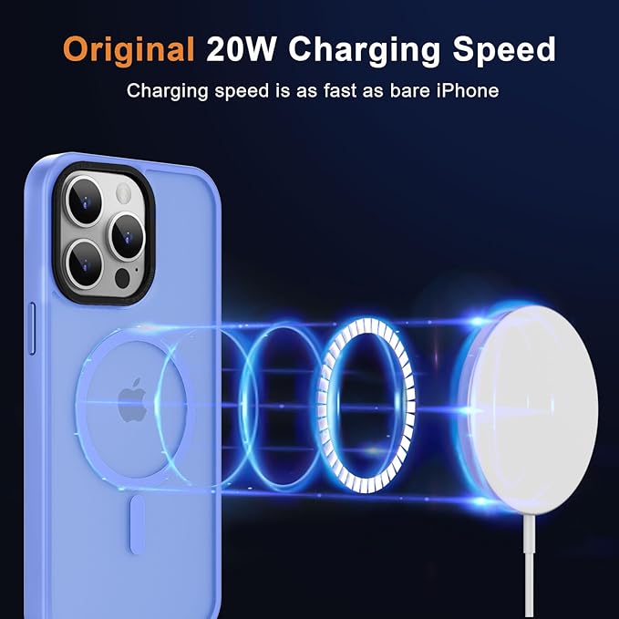 MOCCA Strong Magnetic for iPhone 15 Pro Max Case, [Compatible with Magsafe][13FT Military Drop Protection] Slim Translucent Matte Shockproof Case for iPhone 15 ProMax Case 6.7'', Blue