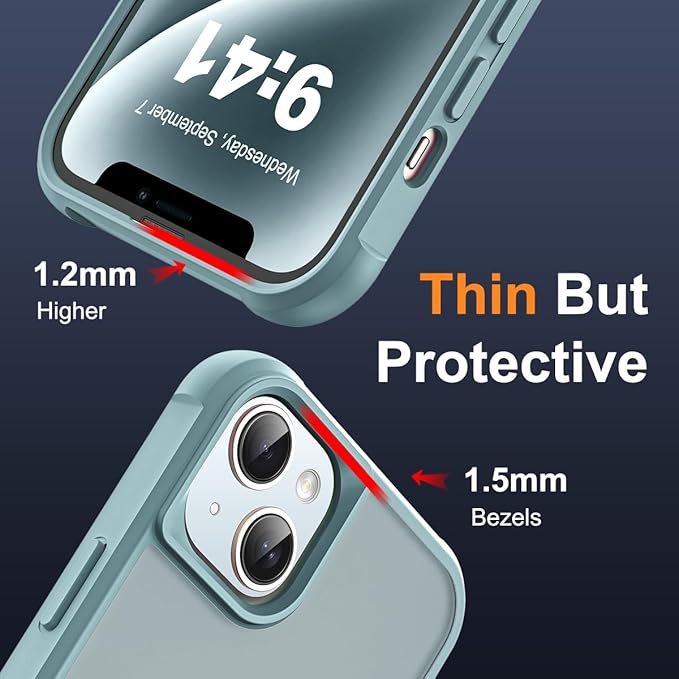 Compatible with iPhone 14 Plus Case with Invisible Magnetic O-Ring Stand Military-Grade Translucent Case for iPhone 14 Plus 6.7" [Compatible with Mag-Safe][Great Grip Feeling], Blue