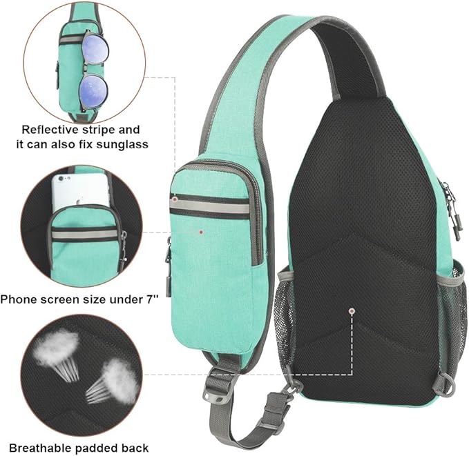 WATERFLY Crossbody Sling Backpack Sling Bag Travel Hiking Chest Bag Daypack