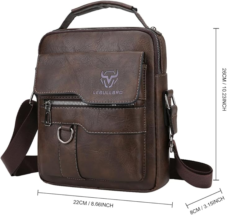Shoulder Bag for Men Crossbody Bags Leather Sling Bag Messenger Bags with Multiple Pockets Business Outdoor