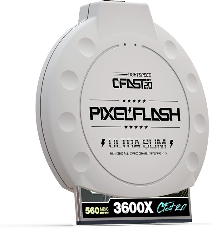 PixelFlash CFast 2.0 Card Reader USB C (White) - Memory Card Adapter with Cabled Type-C USB 3.1 Gen 2, Up to 10Gbps File Transfer, Ultra-Slim & Anti-Slip Rubber Shell, Compatible with Most Brands & OS