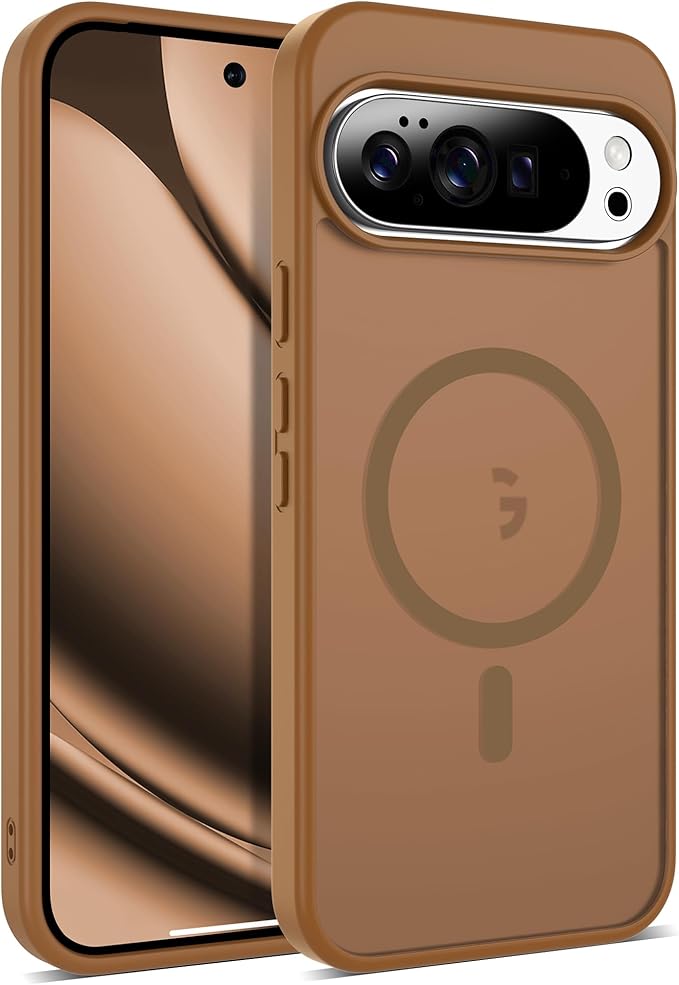 Compatible with Google Pixel 10 Pro XL Case with Magnetic [Compatible with Mag-Safe][Military Grade Drop Protection] Slim Translucent Matte Phone Case with Anti-Fingerprint Tech, Brown