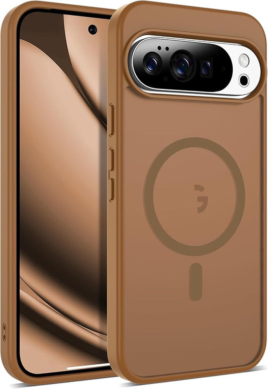 Compatible with Google Pixel 10 Pro XL Case with Magnetic [Compatible with Mag-Safe][Military Grade Drop Protection] Slim Translucent Matte Phone Case with Anti-Fingerprint Tech, Brown