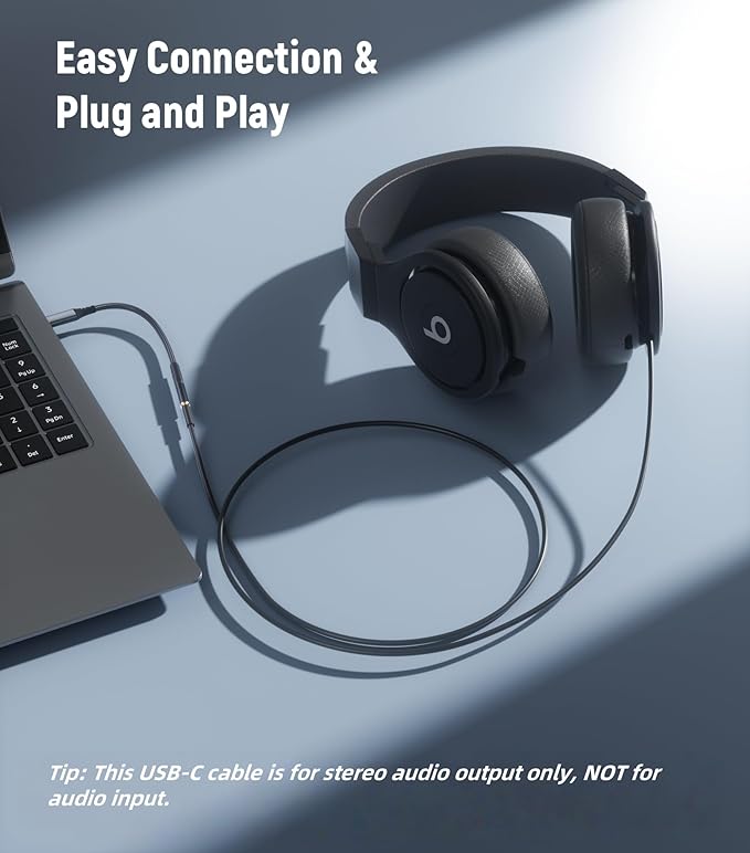 USB C to 3.5mm Headphone Jack Adapter 3.3ft, USB Type C to 3.5mm AUX Female Audio Dongle Cable Cord Compatible with iPhone 16/15 Pro Max, Samsung S24/S23/S22, iPad Pro, Pixel, MacBook