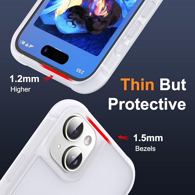 Compatible with iPhone 15 Case with Invisible Magnetic O-Ring Stand Military-Grade Phone Case for iPhone 15 6.1" [Compatible with Mag-Safe][Great Grip Feeling],Translucent