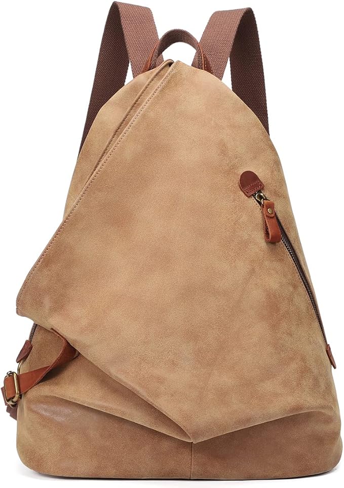 KL928 PU Leather Vintage Backpack – Large Casual Daypack Outdoor Travel Rucksack Hiking Backpacks for Men Women