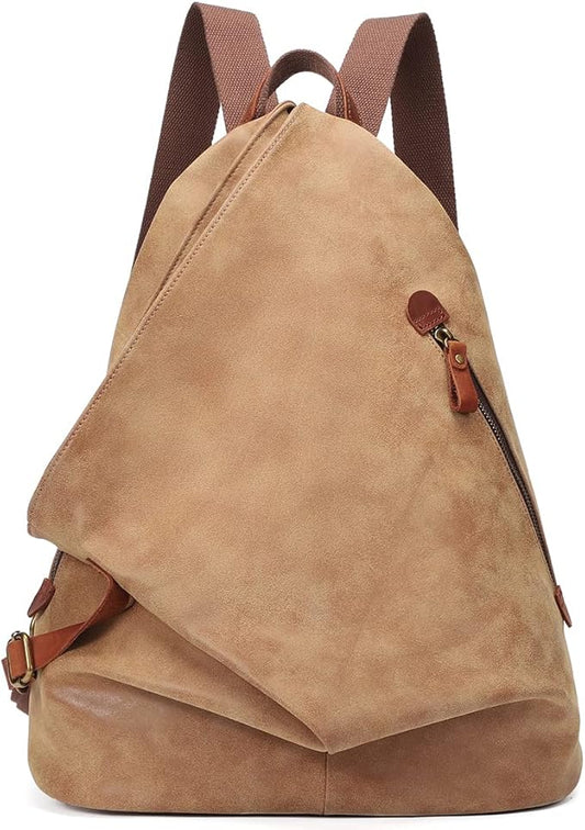 KL928 PU Leather Vintage Backpack – Large Casual Daypack Outdoor Travel Rucksack Hiking Backpacks for Men Women