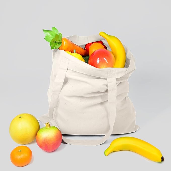 NPBAG 100 Pack 15'' X 16'' Natural Cotton Tote Bags, Lightweight Blank Bulk Cloth bags with 1pc of PTFE Teflon Sheet