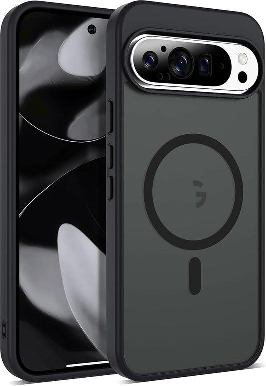 Compatible with Google Pixel 9 Pro XL Case with Magnetic [Compatible with Mag-Safe][Military Grade Drop Protection] Slim Translucent Matte Phone Case with Anti-Fingerprint Tech, Black