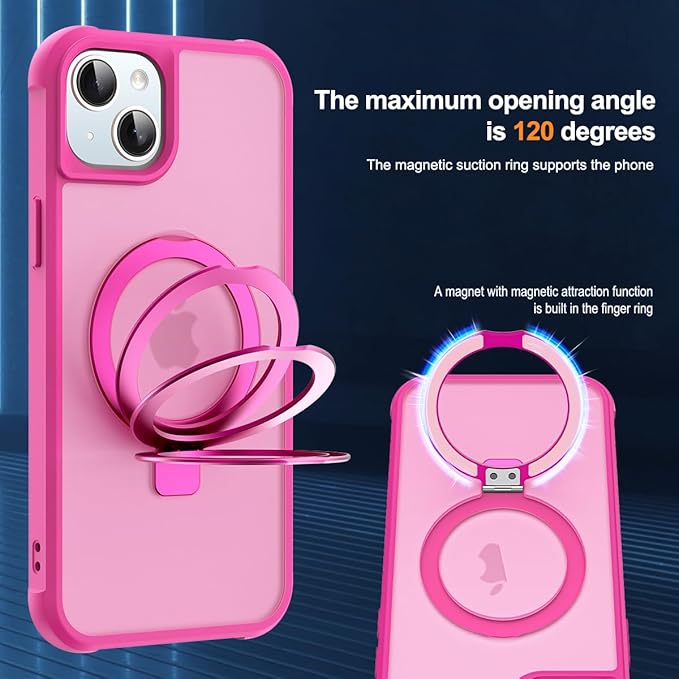 Compatible with iPhone 11 Case with Invisible Magnetic O-Ring Stand Military-Grade Translucent Case for iPhone 11 6.1" [Compatible with Mag-Safe][Great Grip Feeling], Rose