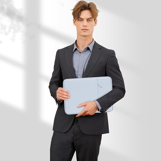 MOSISO Laptop Case 14 inch, 14 inch Laptop Sleeve Compatible with HP Lenovo Dell ASUS Acer, HP Stream, Dell Latitude, Lenovo IdeaPad, Polyester Vertical Computer Sleeve Bag with Pocket, Baby Blue