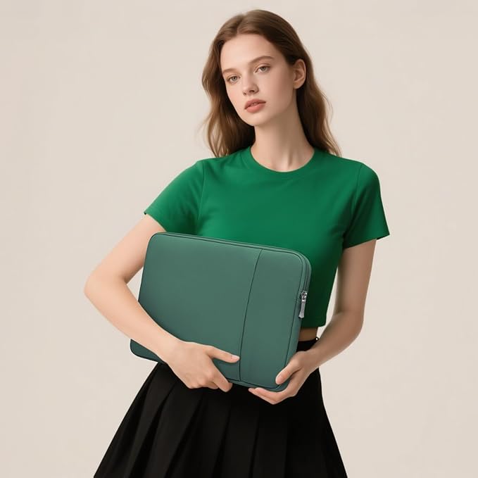 HYZUO 14-15 Inch Laptop Sleeve Bag Set for MacBook Air 15 M4/M3/M2, MacBook Pro 15, XPS 14/15 Plus, 15" Surface Laptop, Notebook Case for 14" HP Lenovo ThinkPad Asus Acer Huawei, Jungle Green