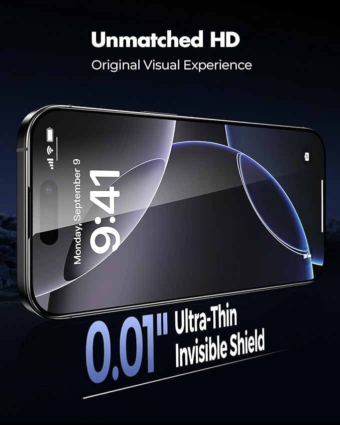 UNBREAKcable 3-Pack Screen Protector for iPhone 16 Pro Tempered Glass - [One-Pull Perfection] [Auto Dust-Elimination] [9H+ Hardness] [99.99% HD Clear] Full Coverage for iPhone 6.3 inch