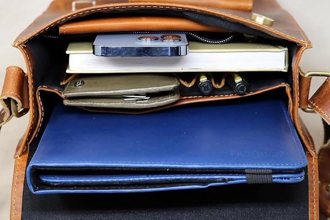 jaald Genuine Leather Messenger Bag Vintage Laptop Crossbody Bag Satchel Man Purse Shoulder Bag for man woman office bag