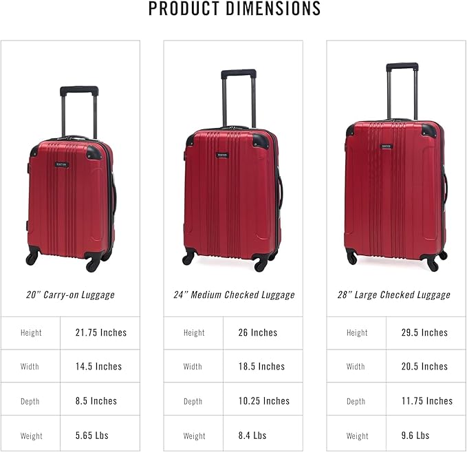 Kenneth Cole REACTION Out of Bounds Lightweight Hardshell 4-Wheel Spinner Luggage, Scarlet Red, 24-Inch Checked