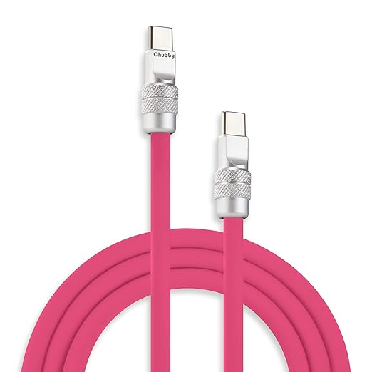 chubbycable Chubby 2.0 Fast Charging Cable Durable Soft Silicone USB C Cable 240W Extra Thick Charger Cord Compatible with iPhone 16/15 Series iPad, Rose Red, Type-C to Type-C, 9.8 FT