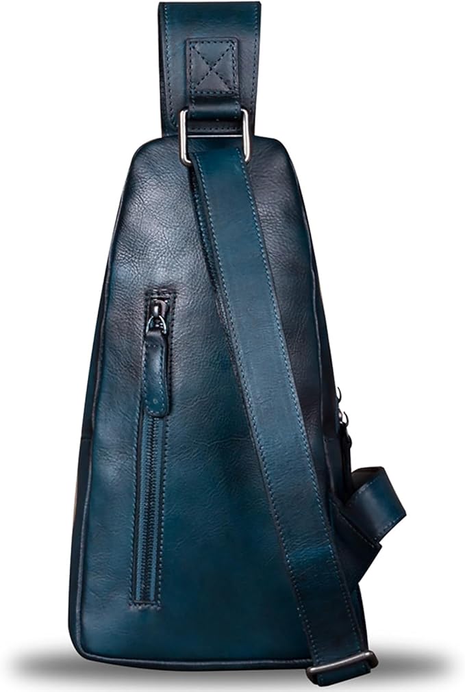 IVTG Genuine Leather Sling Bag for Men and Women Chest Shoulder Crossbody Hiking Backpack Vintage Handmade Daypack