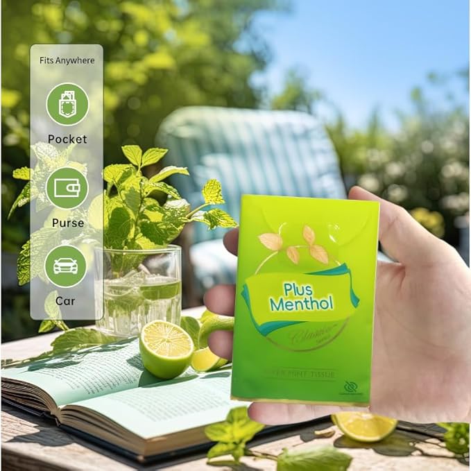 Menthol Lotion Pocket Tissues, Travel Size 4-Ply Thick & Soft, 40 Pack (400 Tissues Total)