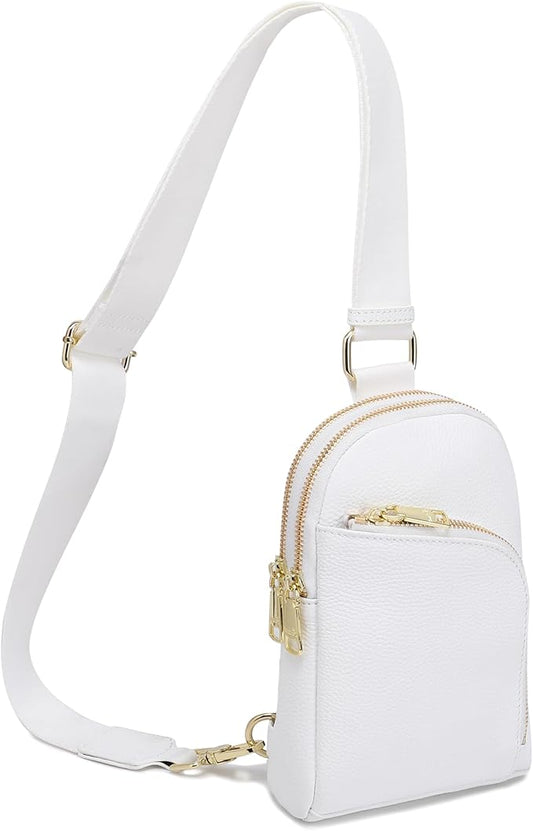 INICAT RFID Blocking Sling Bag Leather Crossbody Bags for Women Fanny Pack Cross Body for Woman Chest Bag for Travel 1.9L