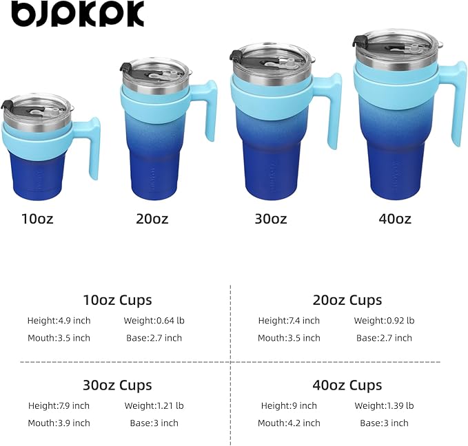 BJPKPK 10oz Tumbler With Handle Stainless Steel Insulated Tumbler Cups With Lid And Straw For Home, Office or Car,Sky