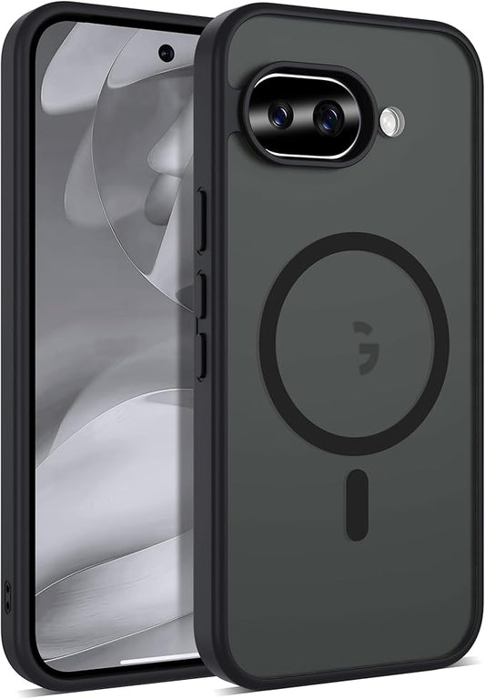 Compatible with Google Pixel 9A Case with Magnetic [Compatible with Mag-Safe][Military Grade Drop Protection] Slim Translucent Matte Phone Case with Anti-Fingerprint Tech, Black